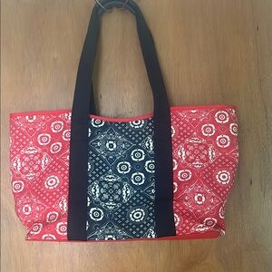Talbots Red and Navy Blue Bandanna Tote